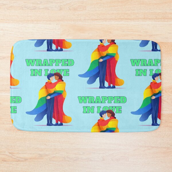 Item preview, Pride couple rainbow flag wrapped in love quote designed and sold by Mauswohn.