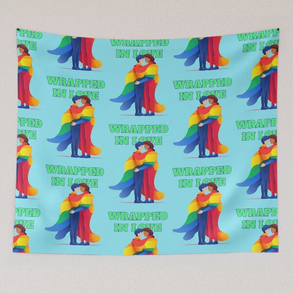 Item preview, Pride couple rainbow flag wrapped in love quote designed and sold by Mauswohn.