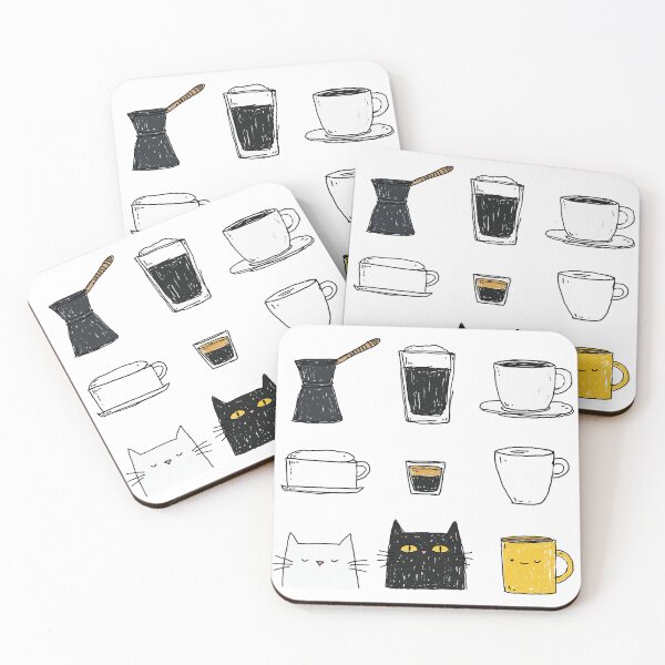 Item preview, Cute Coffee Cats and Espresso Pattern Cozy Aesthetic Design designed and sold by Meow-Attitude.