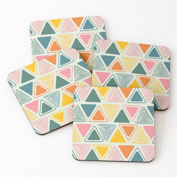 Item preview, Doodle Triangles in Pink, Yellow, Orange, and Teal on Cream  designed and sold by somecallmebeth.