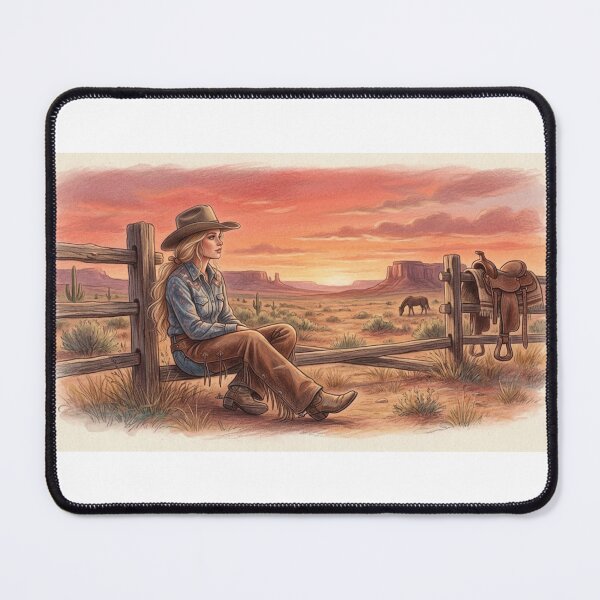 Item preview, Cowgirl Desert Serenity Art - Western Watercolor Print designed and sold by AbrattaArt.