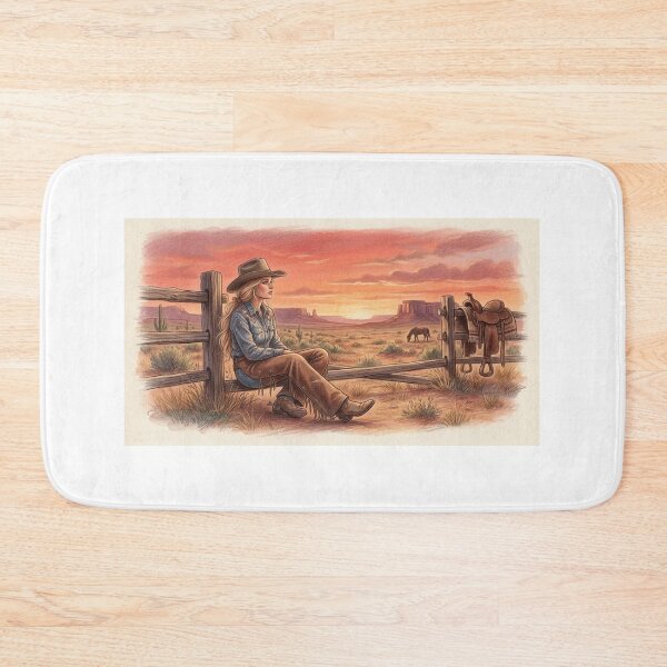 Item preview, Cowgirl Desert Serenity Art - Western Watercolor Print designed and sold by AbrattaArt.