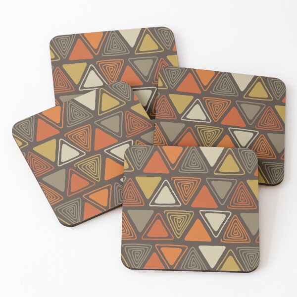 Item preview, Doodle Triangles in Orange, Mustard, and Cream on Brown designed and sold by somecallmebeth.