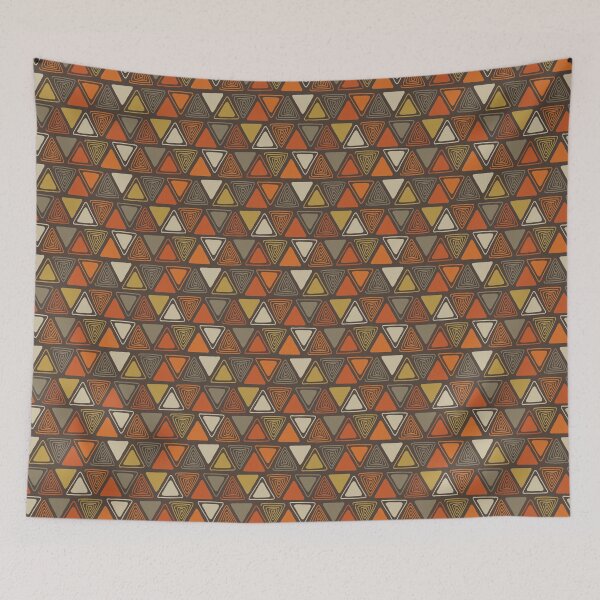 Item preview, Doodle Triangles in Orange, Mustard, and Cream on Brown designed and sold by somecallmebeth.