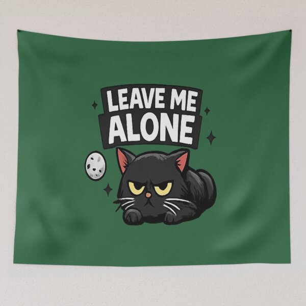 Item preview, Leave Me Alone Funny Black Cat Introvert Design designed and sold by Artbysarmina.