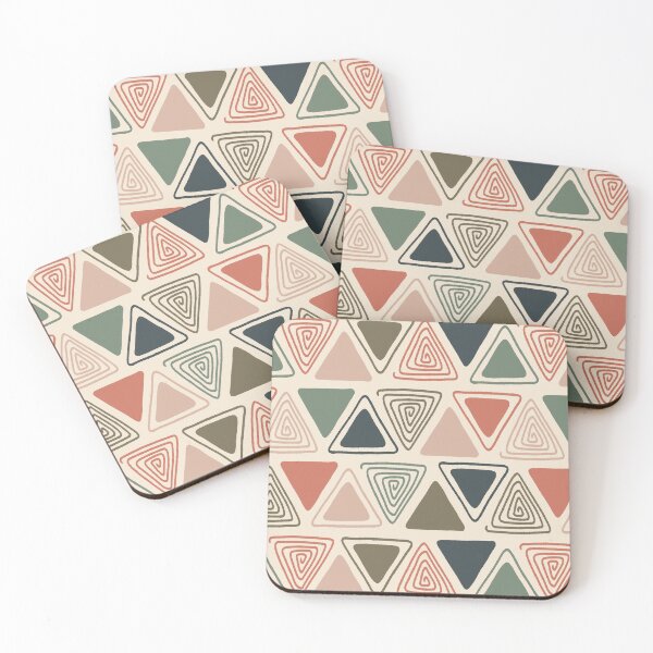 Item preview, Doodle Triangles in Olive, Coral, Navy, and Off-White designed and sold by somecallmebeth.
