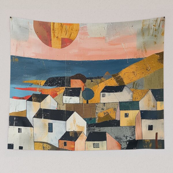 Item preview, Charming Seaside Mediterranean Village At Sunset Digital Art designed and sold by DEC02.