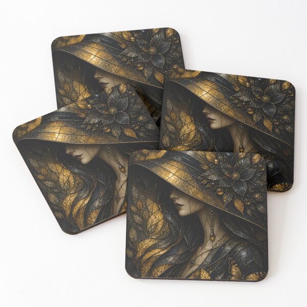 Item preview, Golden Autumn Muse: Elegant Stained Glass Portrait designed and sold by Soluna Studio.