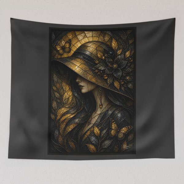 Item preview, Golden Autumn Muse: Elegant Stained Glass Portrait designed and sold by Soluna Studio.