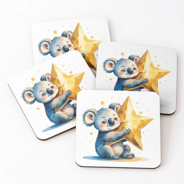 Item preview, Cute Koala Hugging Giant Gold Star Nursery Art designed and sold by AQUILAKREO.