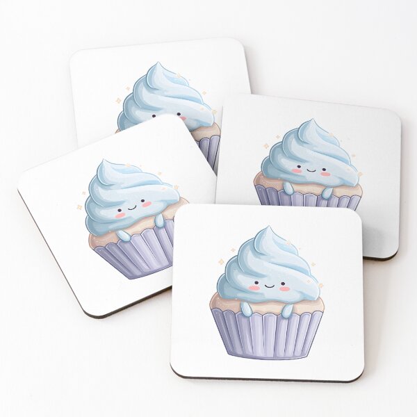 Item preview, Cute Kawaii Cupcake Sticker with Light Blue Frosting and a Happy Smiling Face, Pastel Vector Illustration designed and sold by Niageadon.
