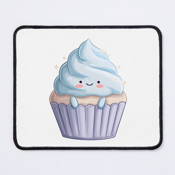 Item preview, Cute Kawaii Cupcake Sticker with Light Blue Frosting and a Happy Smiling Face, Pastel Vector Illustration designed and sold by Niageadon.
