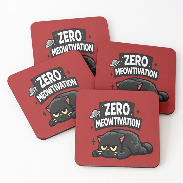 Item preview, Zero Meowtivation Funny Black Cat Meme Design designed and sold by Artbysarmina.