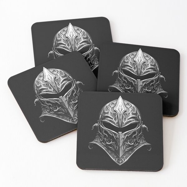 Item preview, Ornate Fantasy Knight Helmet – Black and White Medieval Armor Art designed and sold by inkoutninja.