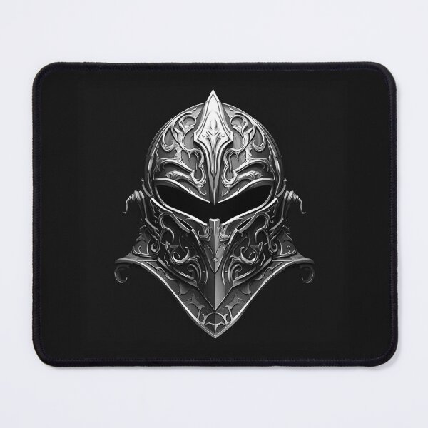 Item preview, Ornate Fantasy Knight Helmet – Black and White Medieval Armor Art designed and sold by inkoutninja.