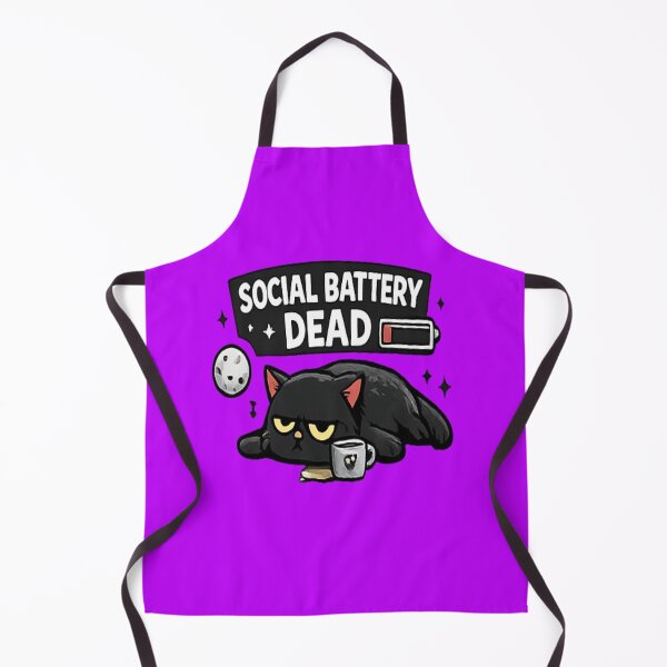 Item preview, Social Battery Dead Funny Black Cat Design designed and sold by Artbysarmina.