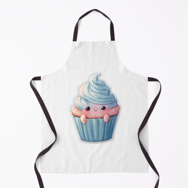 Item preview, Adorable Kawaii Cupcake Sticker Featuring Light Blue Frosting Swirl with a Cute Smiling Face designed and sold by Niageadon.