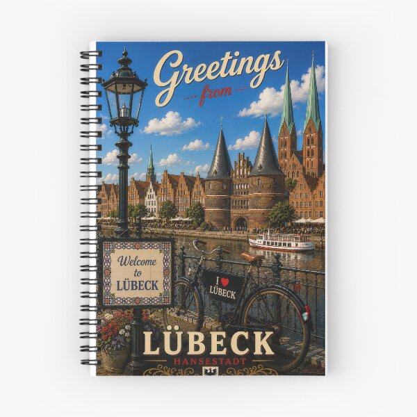 Item preview, Lübeck Hanseatic City – Vintage travel poster with Holsten Gate designed and sold by Earth Celebration Designs.