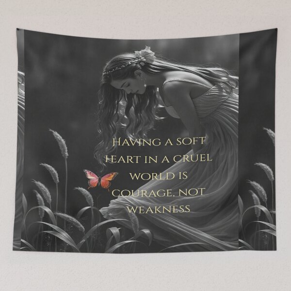 Item preview, Having a Soft Heart in a Cruel World Is Courage Not Weakness Quote Wall Art, Inspirational Butterfly Print designed and sold by BeautifulVirtues.