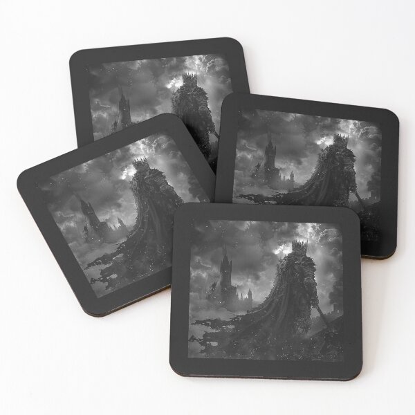 Item preview, Dark Fantasy King Warrior – Black and White Gothic Castle Art designed and sold by inkoutninja.