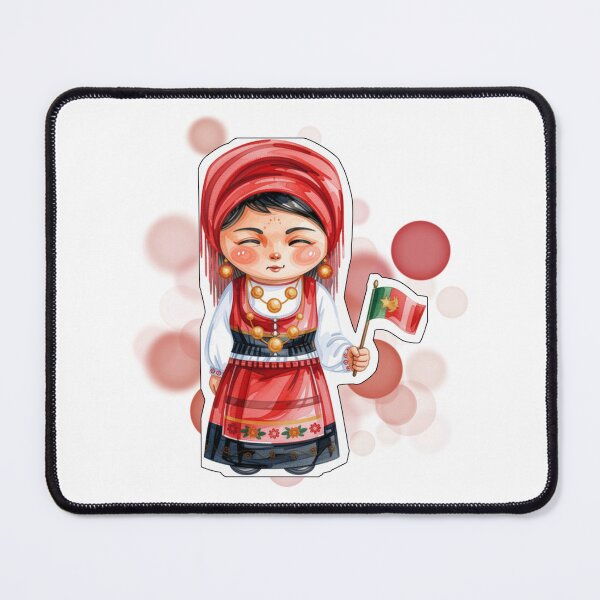 Item preview, Portuguese Woman in Traditional Costume Holding Portugal Flag designed and sold by iamKRUK.