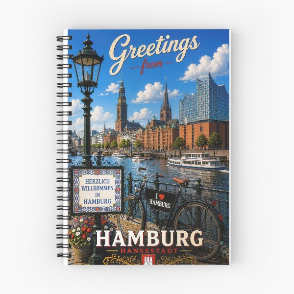 Item preview, Hamburg Hanseatic City – Retro harbor poster with Elbphilharmonie designed and sold by Earth Celebration Designs.