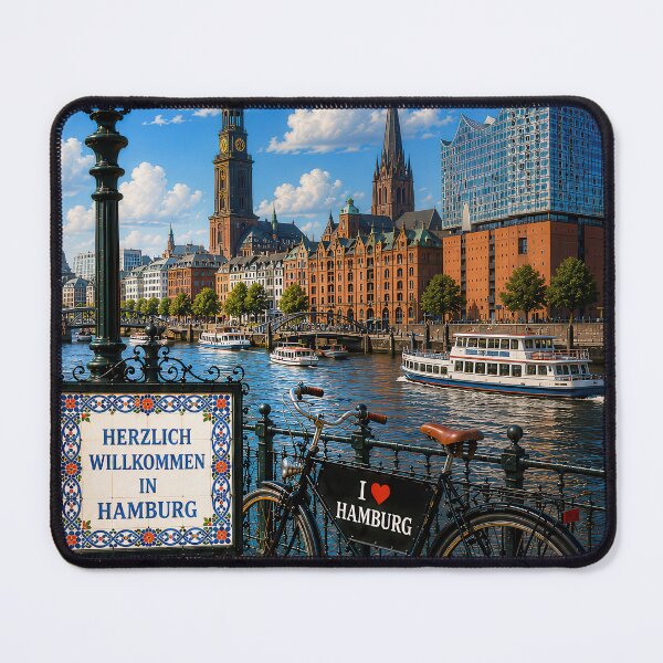 Item preview, Hamburg Hanseatic City – Retro harbor poster with Elbphilharmonie designed and sold by Earth Celebration Designs.