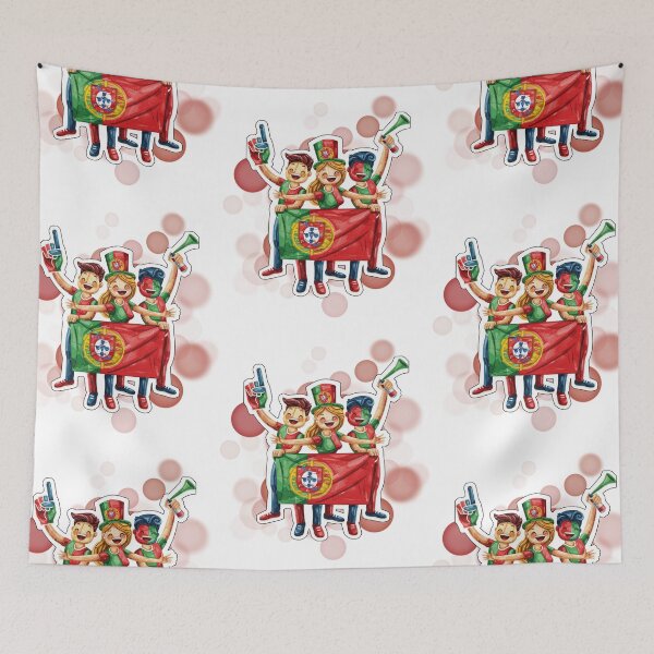 Item preview, Portugal Football Fans Holding Portuguese Flag Supporter Design designed and sold by iamKRUK.