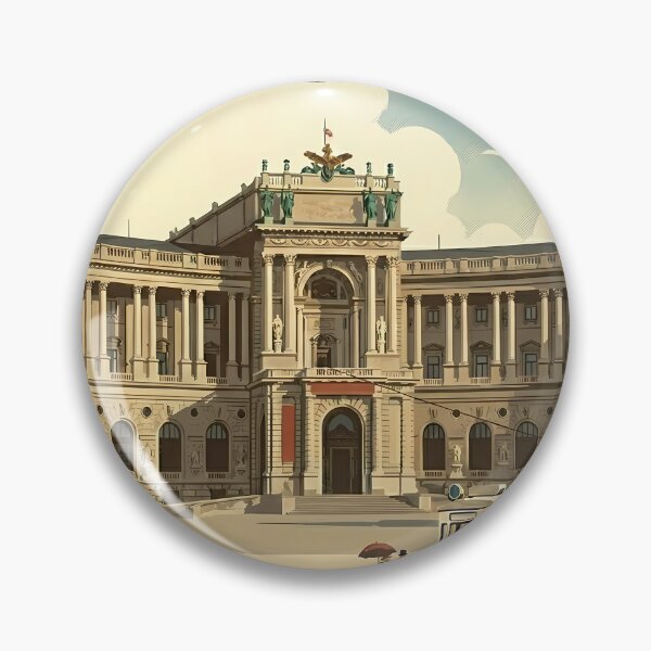 Item preview, Vienna Austria Retro Travel Poster with Hofburg Palace and Tram designed and sold by Ar0undTheW0rld.