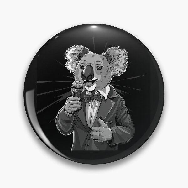 Item preview, Koala Singer in Tuxedo – Black and White Microphone Animal Art designed and sold by inkoutninja.