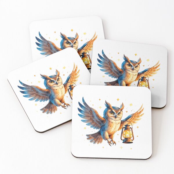 Item preview, Majestic Owl Flying with Glowing Lantern Night Art designed and sold by AQUILAKREO.