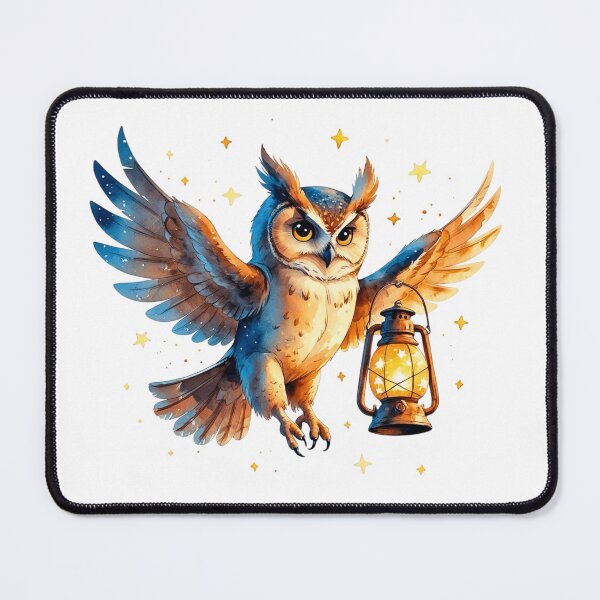 Item preview, Majestic Owl Flying with Glowing Lantern Night Art designed and sold by AQUILAKREO.