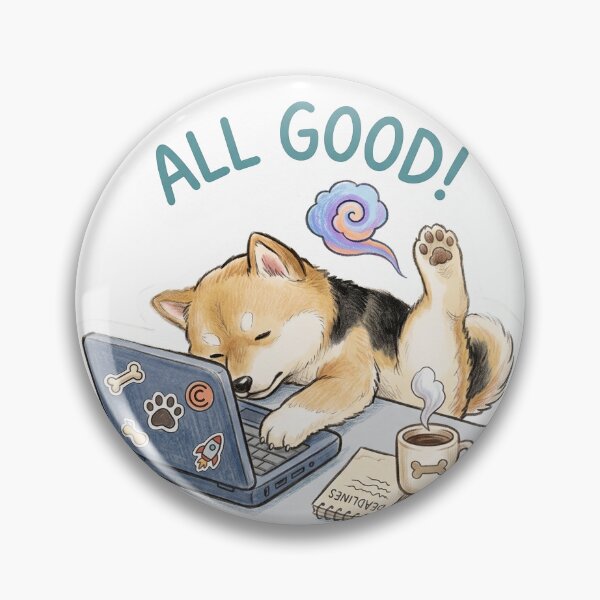 Item preview, All Good Shiba Inu Sleeping On Laptop Sticker designed and sold by CrystalMineArts.