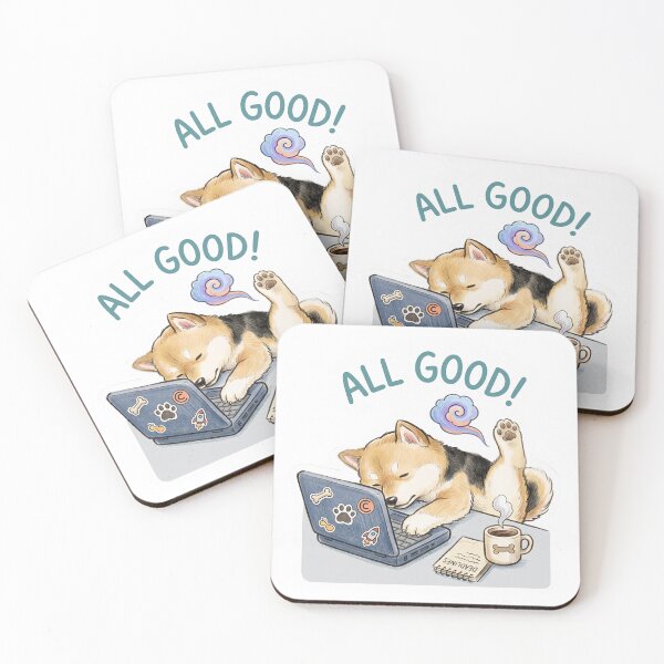 Item preview, All Good Shiba Inu Sleeping On Laptop Sticker designed and sold by CrystalMineArts.