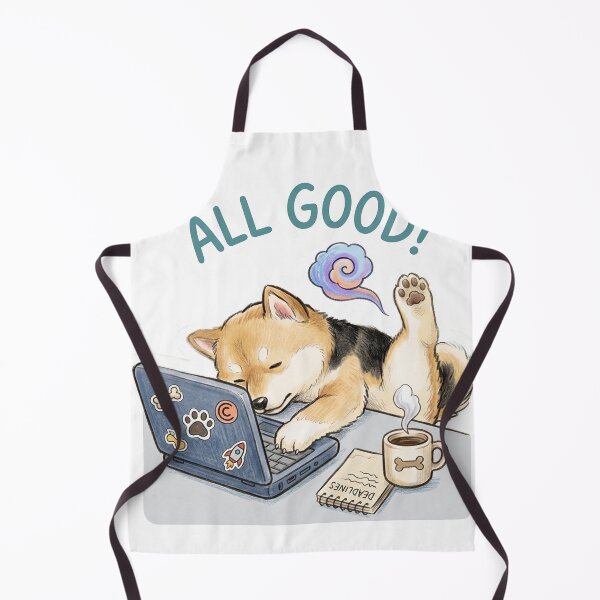 Item preview, All Good Shiba Inu Sleeping On Laptop Sticker designed and sold by CrystalMineArts.