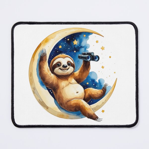 Item preview, Cute Sloth Stargazing on Crescent Moon with Binoculars designed and sold by AQUILAKREO.