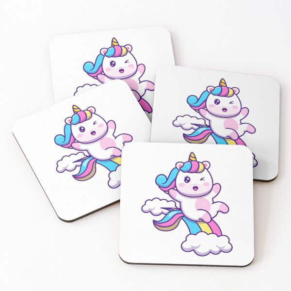 Item preview, Cute Unicorn Sliding on Rainbow Clouds designed and sold by aacroquet.