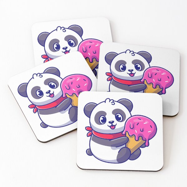 Item preview, Cute Panda Holding Pink Strawberry Ice Cream designed and sold by aacroquet.