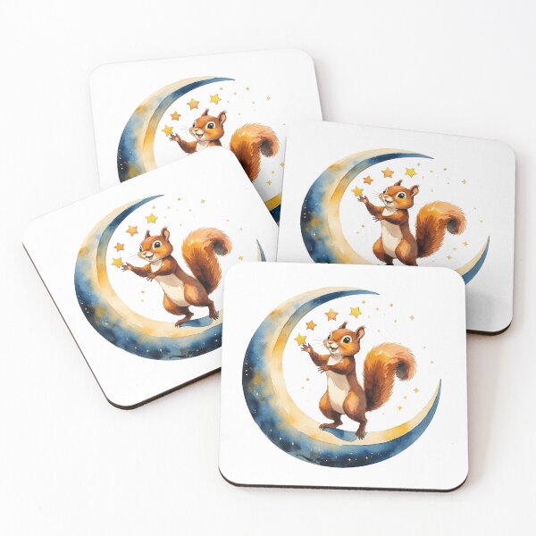 Item preview, Cute Squirrel Standing on Moon Reaching for Stars designed and sold by AQUILAKREO.