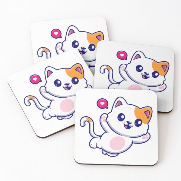 Item preview, Cute Happy White Cat Waving with Heart designed and sold by aacroquet.
