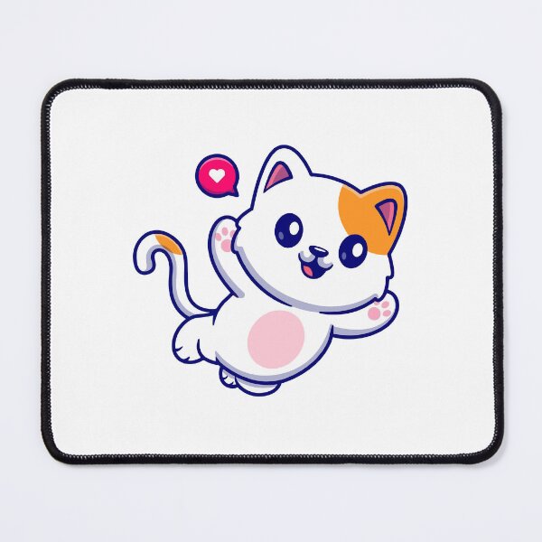 Item preview, Cute Happy White Cat Waving with Heart designed and sold by aacroquet.