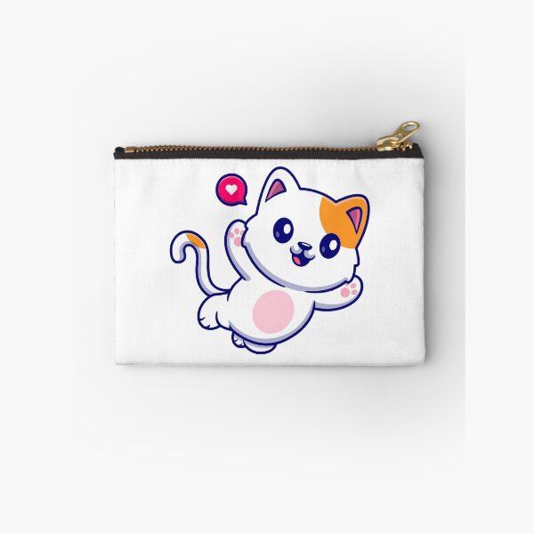 Item preview, Cute Happy White Cat Waving with Heart designed and sold by aacroquet.