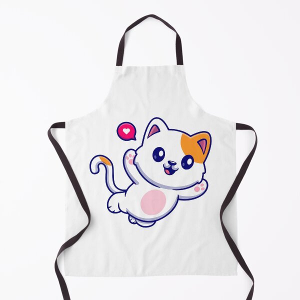 Item preview, Cute Happy White Cat Waving with Heart designed and sold by aacroquet.