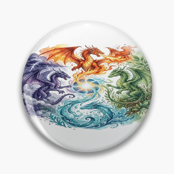 Item preview, Elemental Dragons Watercolor T-Shirt | Fantasy Four Elements Dragon Circle Tee designed and sold by DmaarGroup.