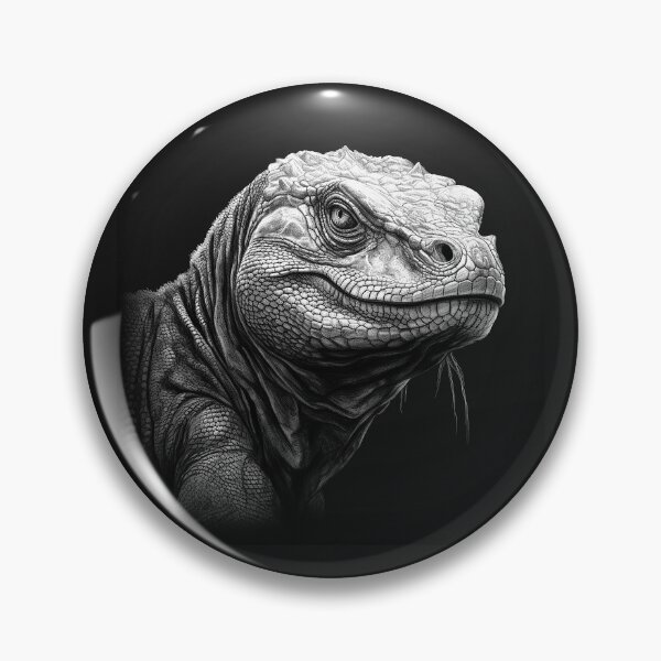 Item preview, Black and White Iguana Portrait – Detailed Reptile Animal Art designed and sold by inkoutninja.