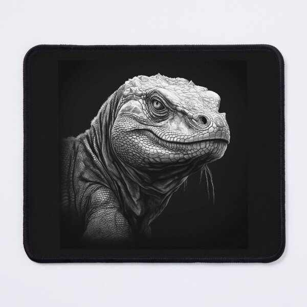 Item preview, Black and White Iguana Portrait – Detailed Reptile Animal Art designed and sold by inkoutninja.