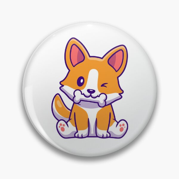 Item preview, Cute Winking Corgi Puppy Holding a Bone Cartoon designed and sold by aacroquet.
