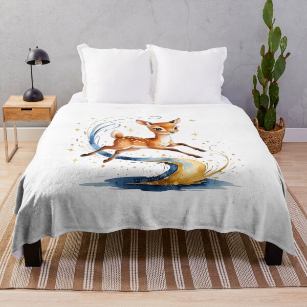 Item preview, Magical Deer Leaping with Golden Stardust Trail Art designed and sold by AQUILAKREO.