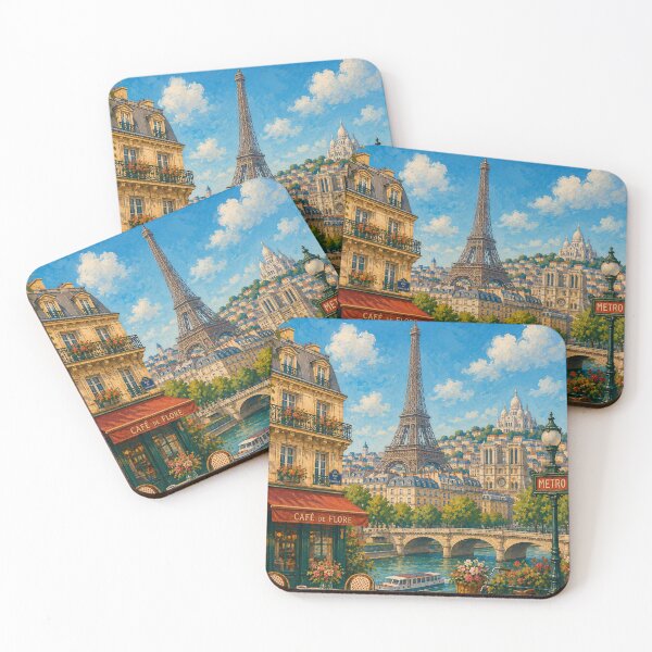 Item preview, Naïve Paris with Eiffel Tower and Floral Café designed and sold by DrizzyV.