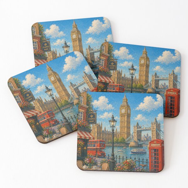 Item preview, London Naïve Painting with Big Ben and Thames designed and sold by DrizzyV.